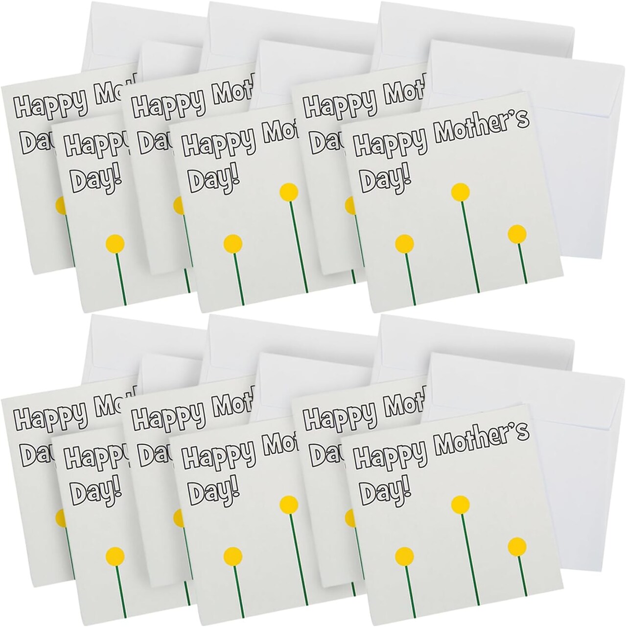 Mother’s Day Card Making Thumbprint Flower Craft Kit for Kids – 12 Pack DIY Greeting Cards with Washable Stamp Pads, Classroom Spring Craft Set Ages 6–12